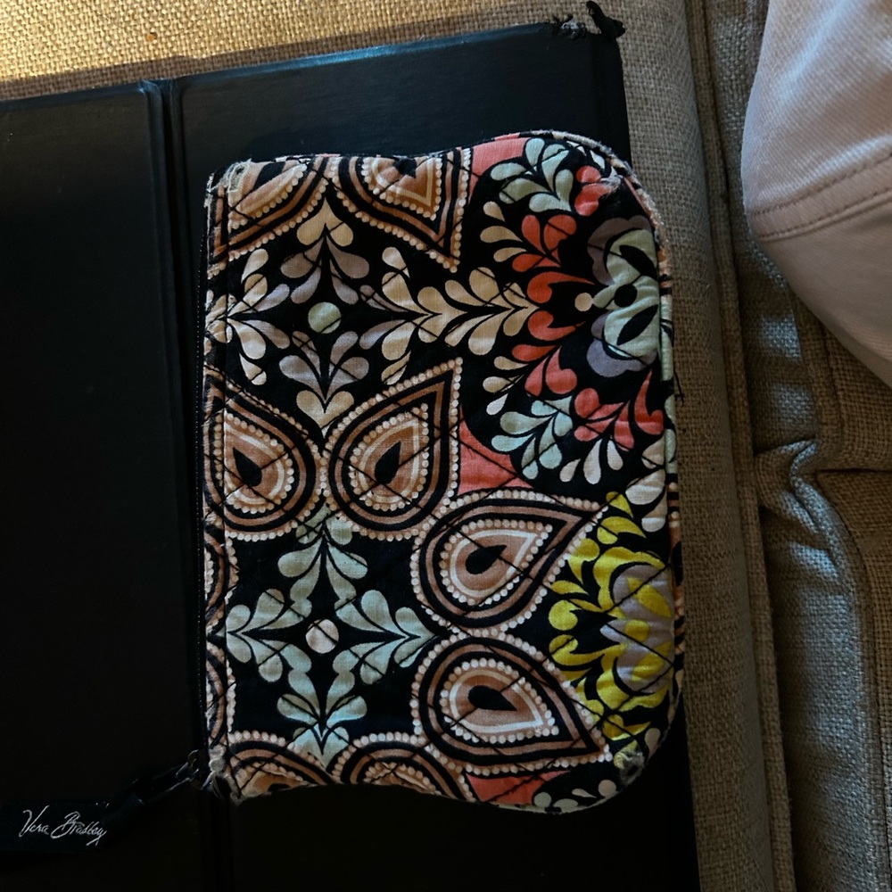 Vera Bradley Quilted Floral Zip Pouch in Black and Multi